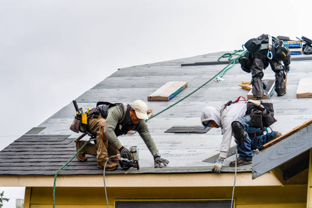 Professional Gutter Installation technician working in Sanborn, NY